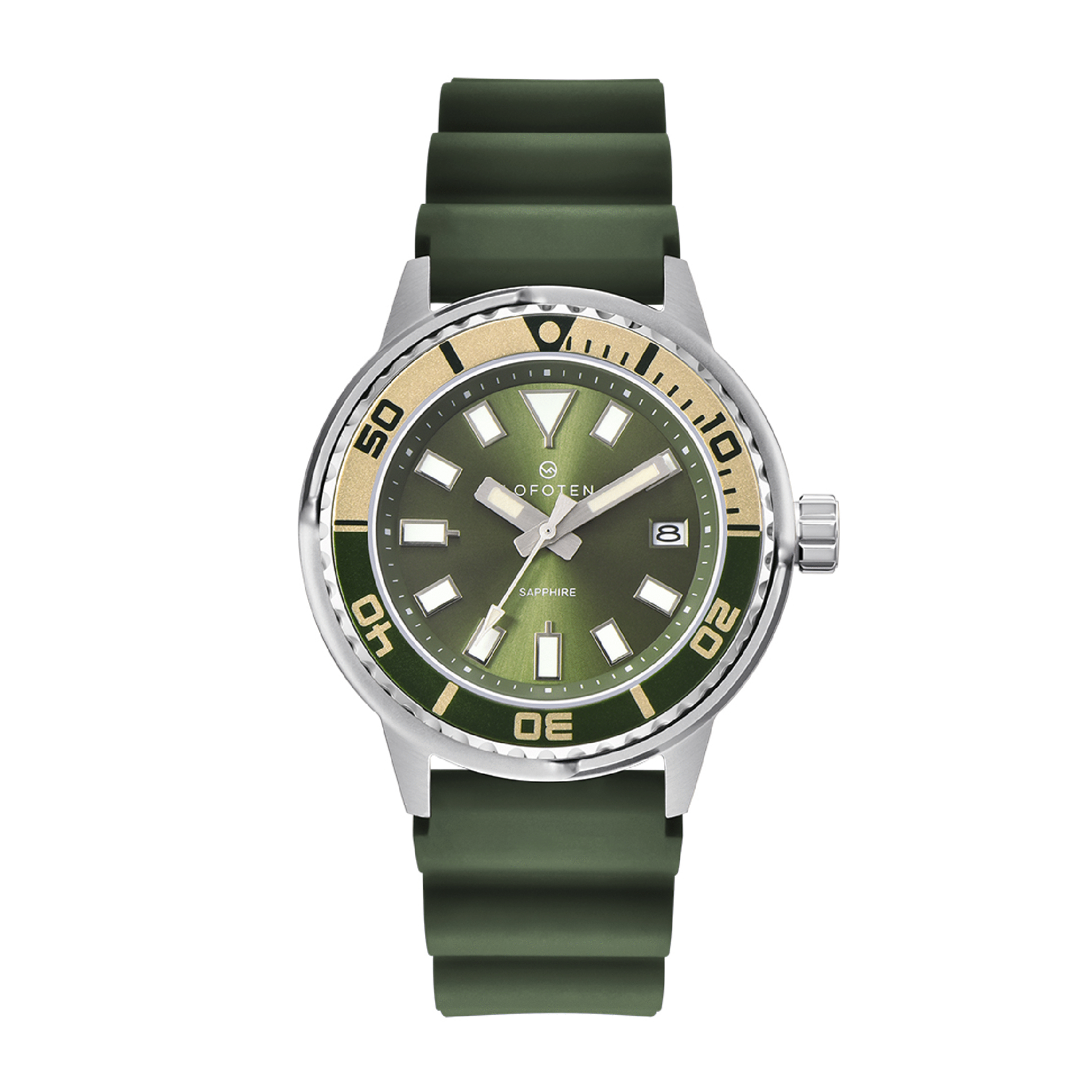 【Lofoten 羅斐頓】F-6528MT* 經典簡約石英錶｜夜光刻度・日期顯示・可旋轉錶圈・30米防水・矽膠錶帶