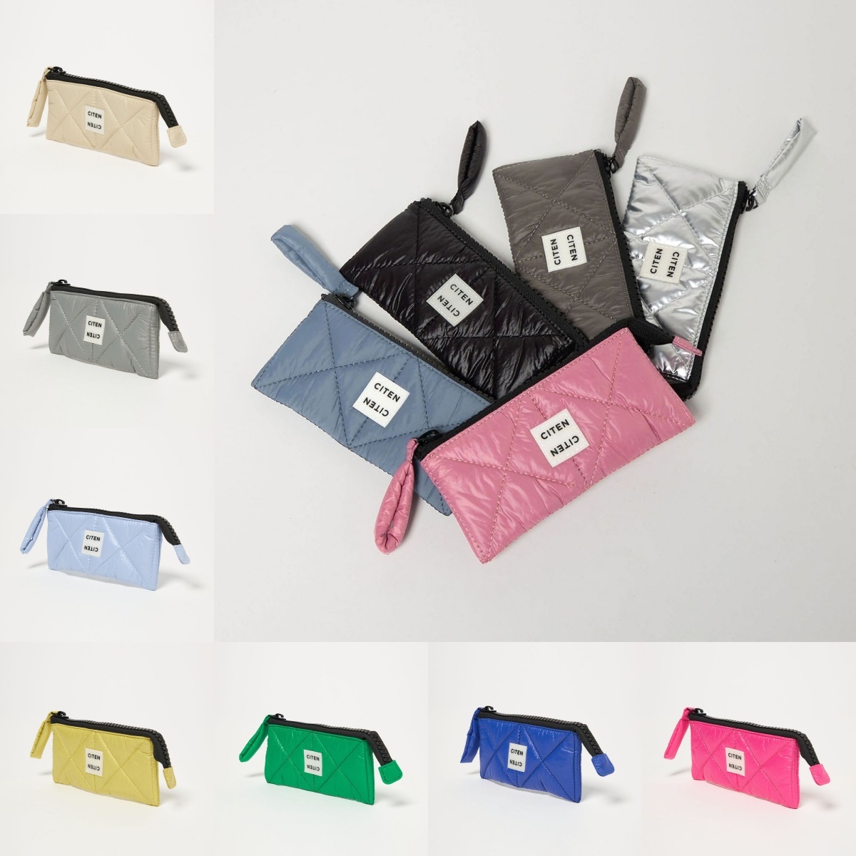 預購┃日本 CITEN 彩色 絎縫 拉鍊 筆袋 化妝袋 小物袋