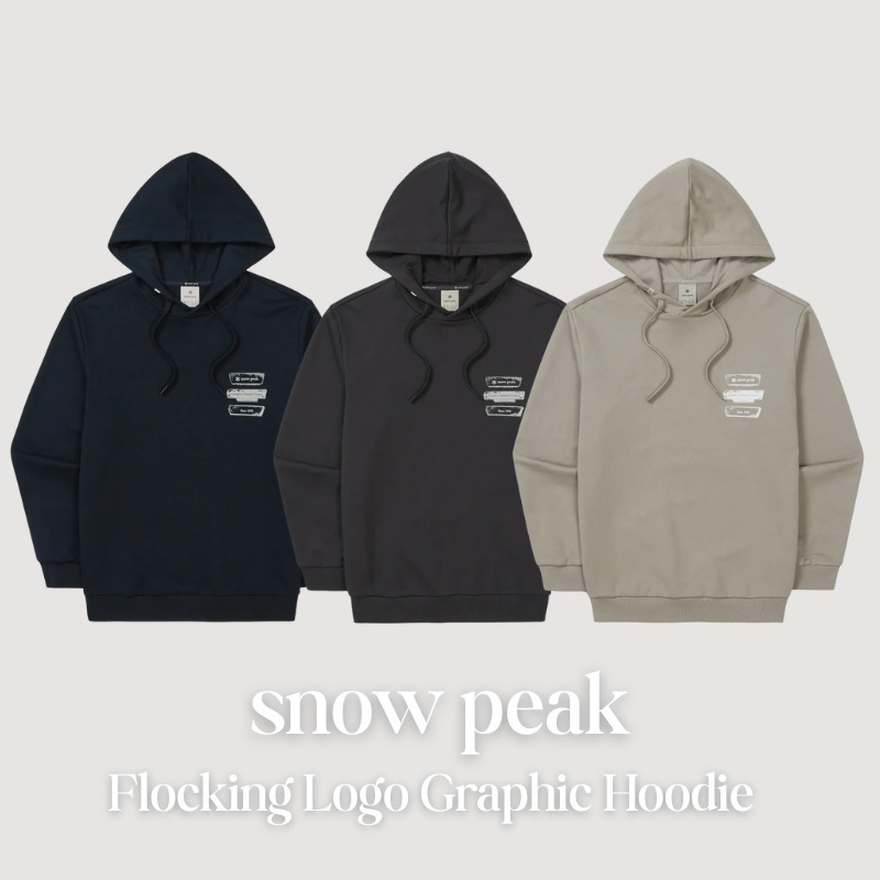 【代購】snow peak 植絨 Logo 圖像連帽T｜Flocking Graphic Hoodie｜寬鬆街頭版型｜秋冬刷毛帽T