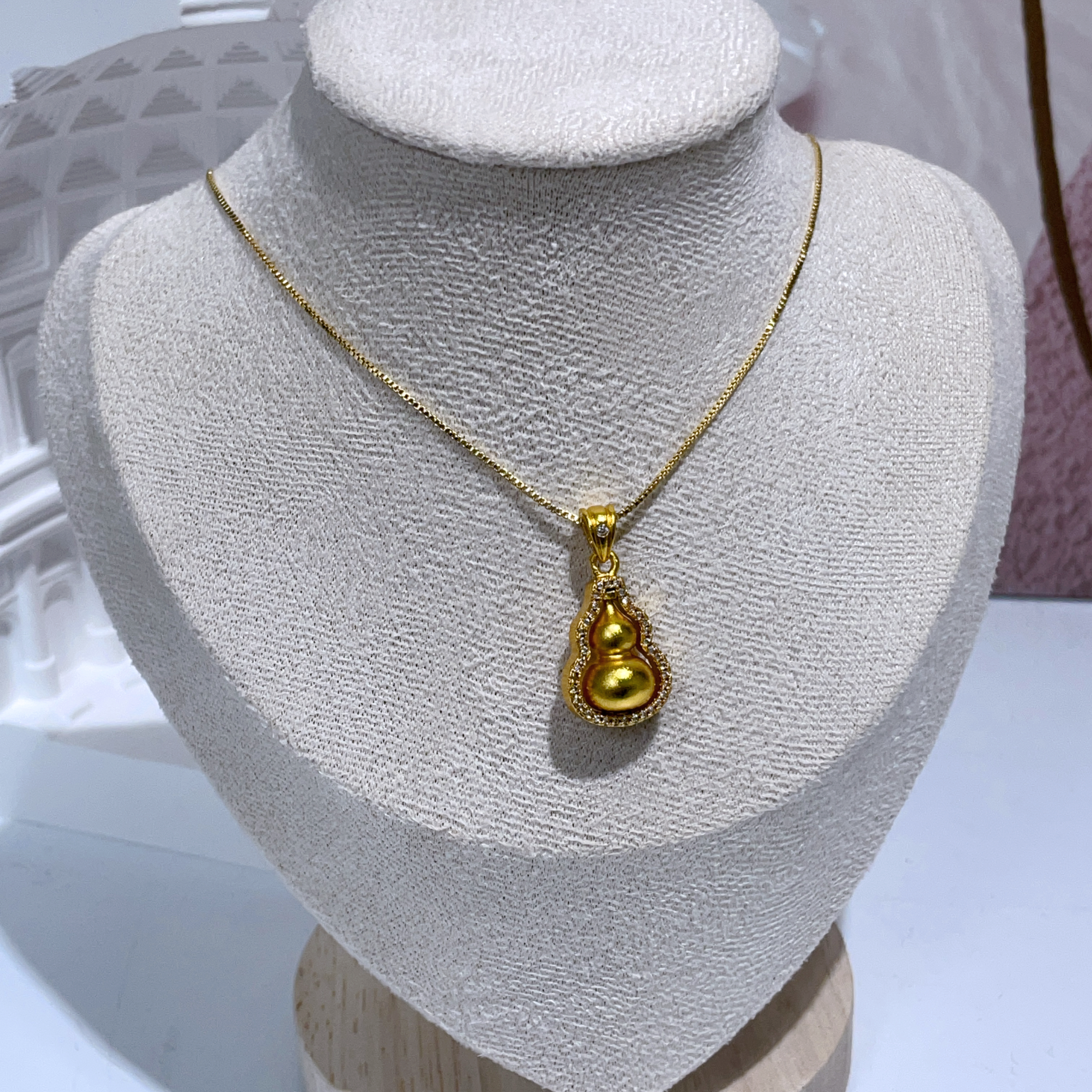 葫蘆銅鍍真金頸鏈 45cm