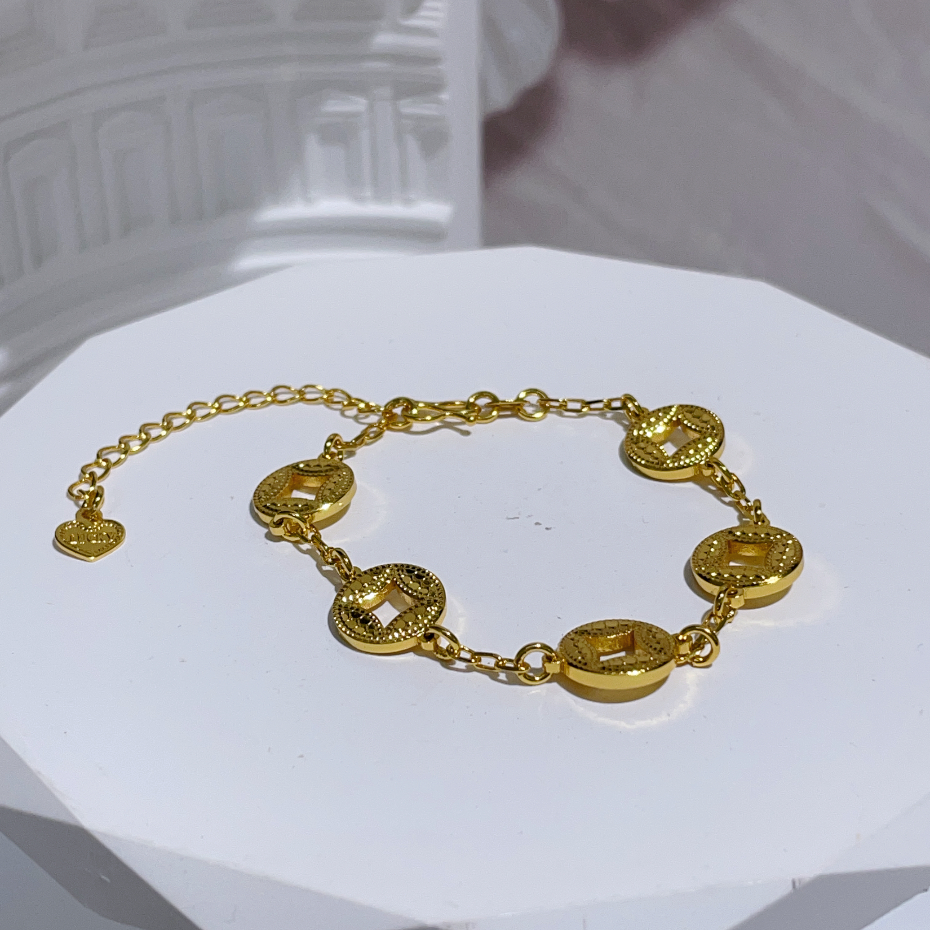 銅錢銅鍍真金手鏈 18-22cm