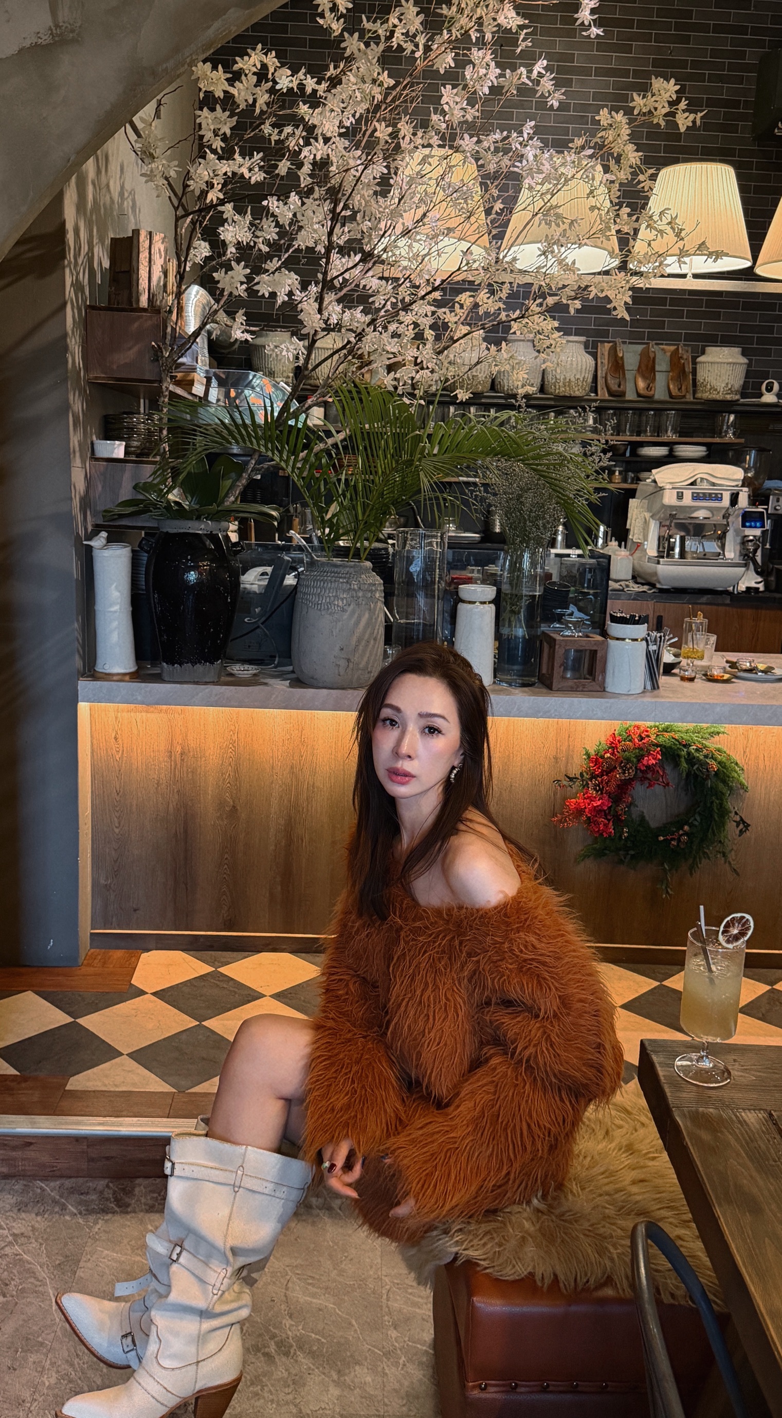 溫柔v領長拉毛衣