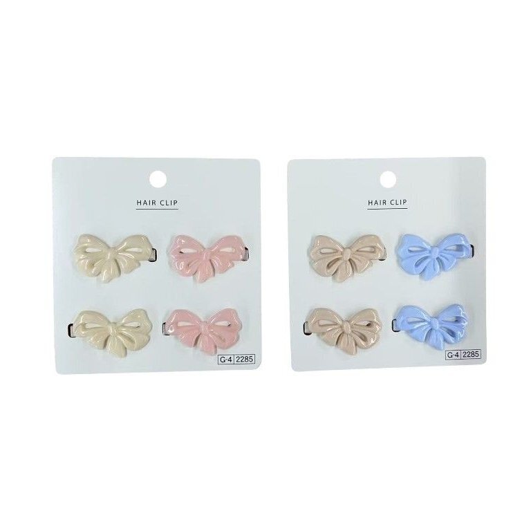 髮夾/大理石紋 簡約緞帶 4入