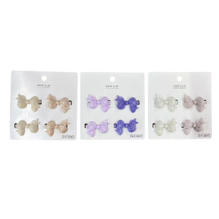 髮夾/大理石紋 立體緞帶 4入