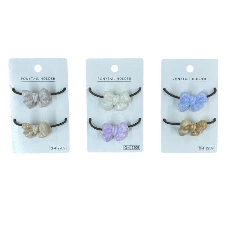 髮圈/大理石紋 緞帶 簡約色 2入