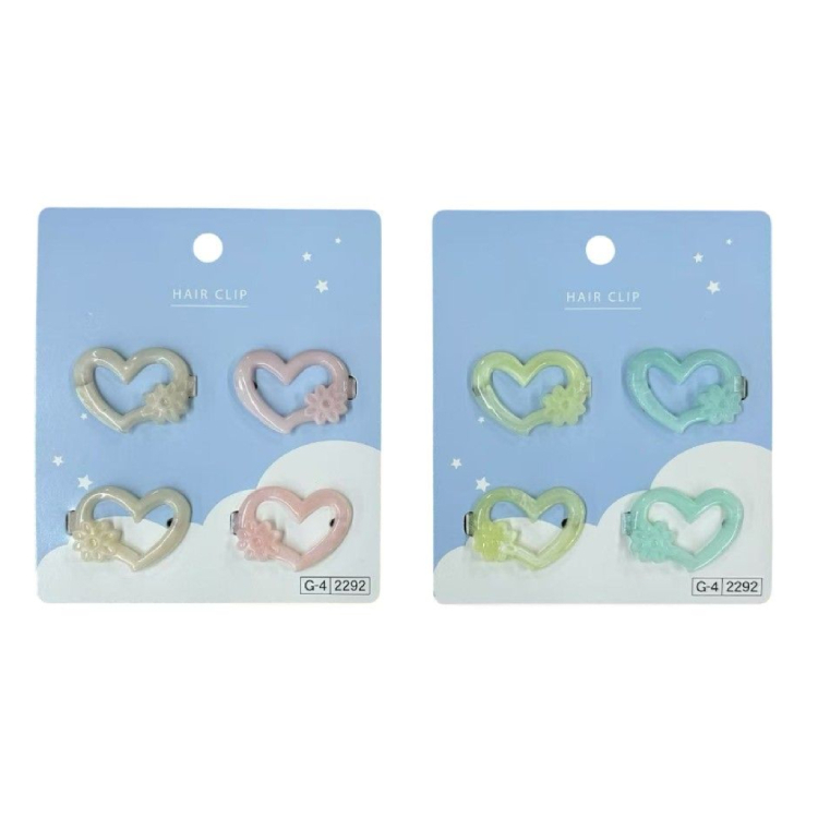 髮夾/大理石紋 愛心花朵 4入