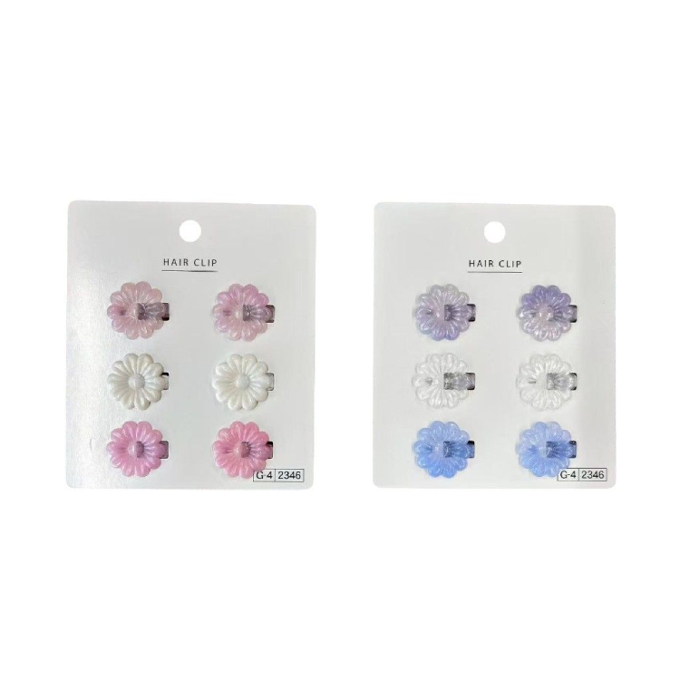 迷你髮夾/大理石紋 花朵 6入