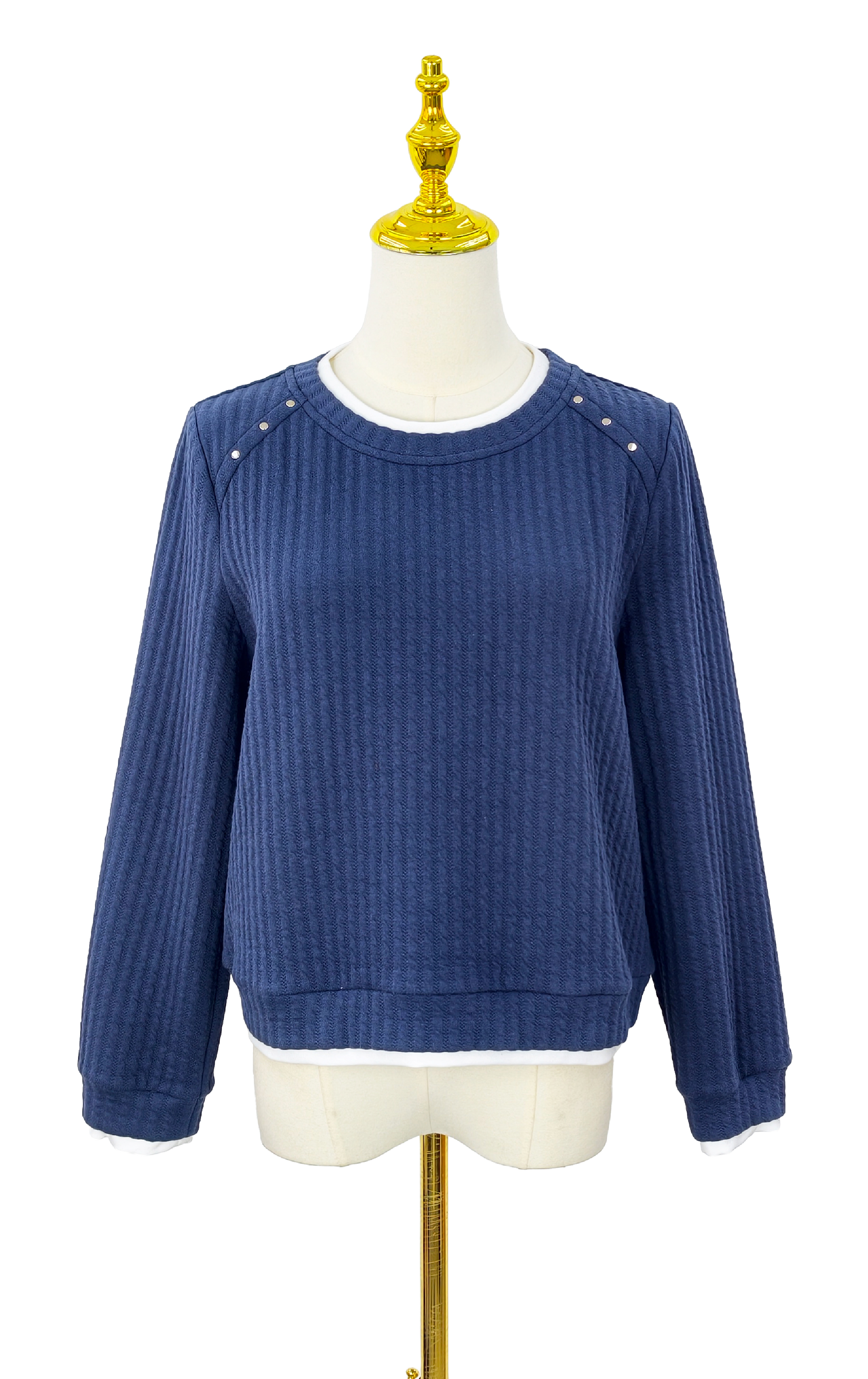 肩部鈕扣圓領上衣 LT0355