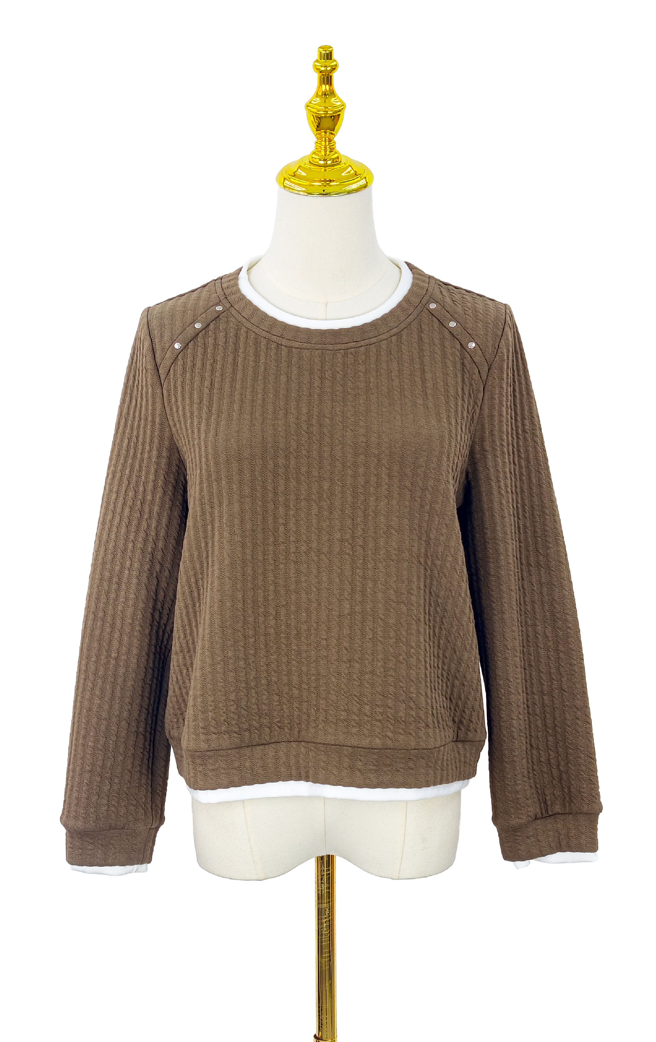 肩部鈕扣圓領上衣 LT0355