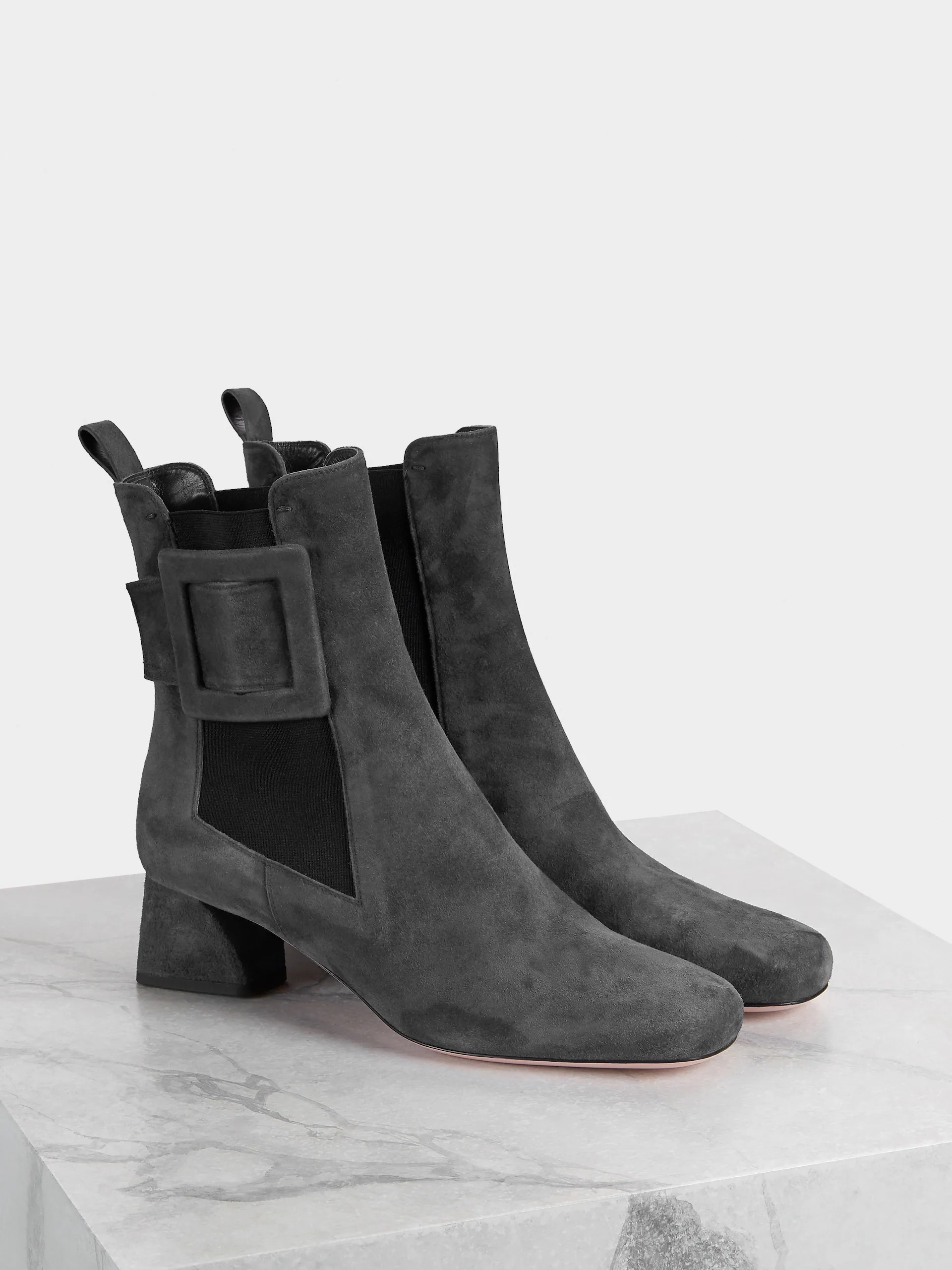 Roger Vivier RV tres Vivier covered buckle boots grey