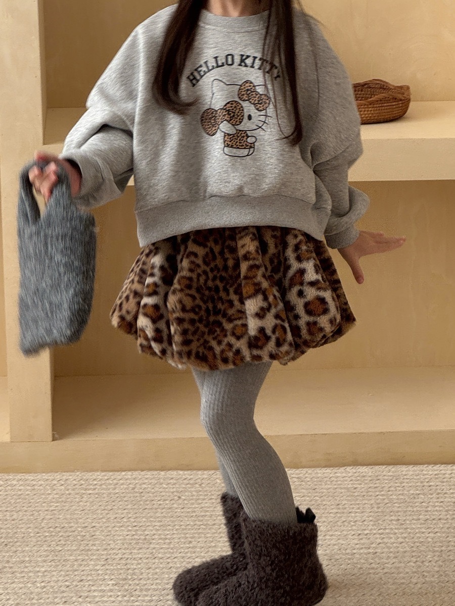 毛毛豹紋花苞澎裙