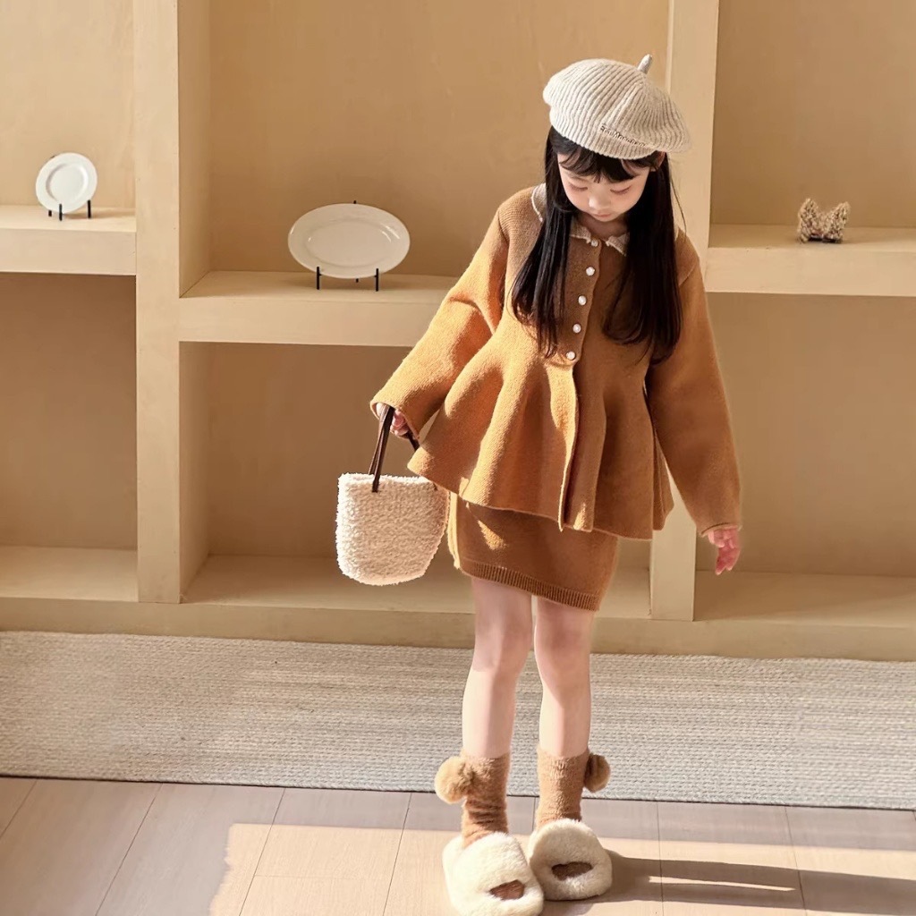 氣質排釦滾邊針織套裝