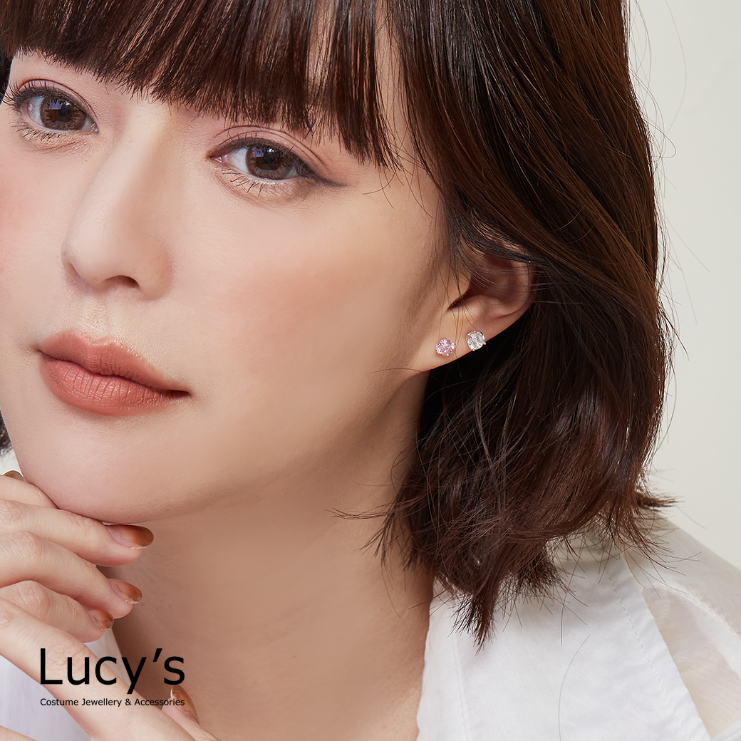 925純銀 四爪圓鑽-0.5CM 耳環 (二色) (23219/65564)