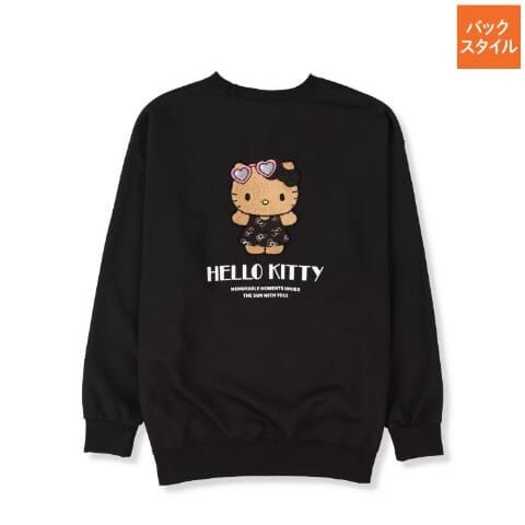 26008-KT Sanrio Hello Kitty 日燒時尚造型背刺繡過頭笠衛衣 黑色 #JP-SM25-213BK