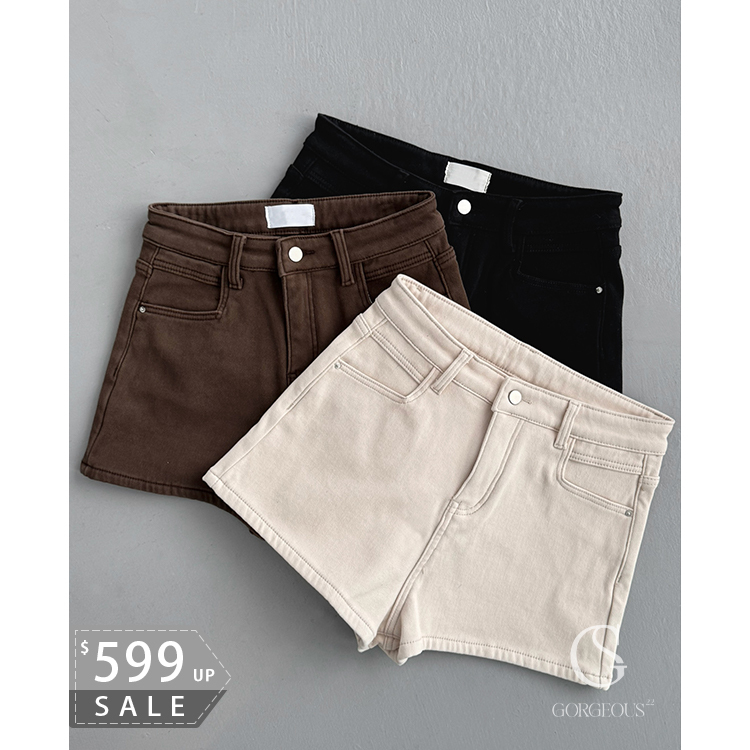 G5221 「不顯假跨寬刷毛彈力牛仔褲」