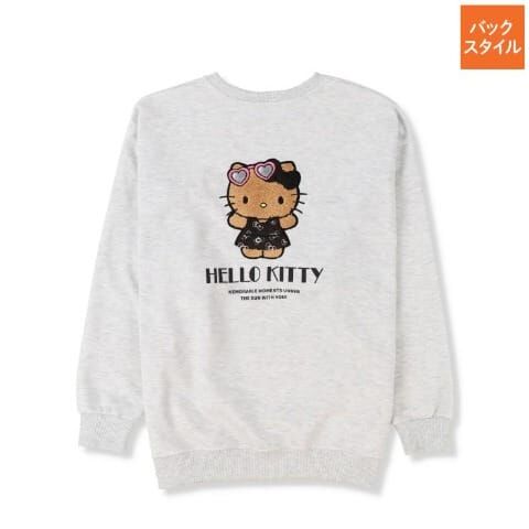 26008-KT Sanrio Hello Kitty 日燒時尚造型背刺繡過頭笠衛衣 淺灰色 #JP-SM25-312LG