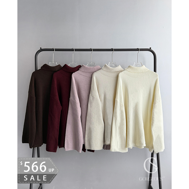 G3185 「訂製'高領寬袖長版毛衣」