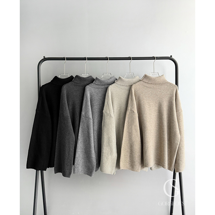 G3185 「訂製'高領寬袖長版毛衣」