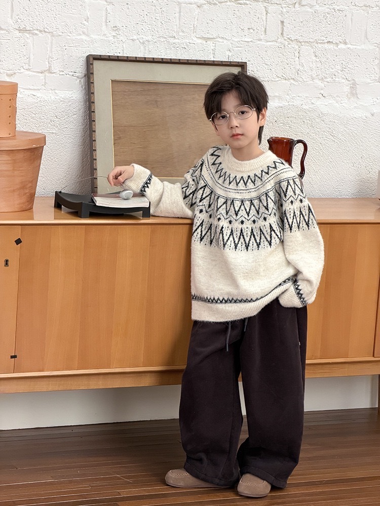 費爾島鋸齒圖騰毛衣 / 2色