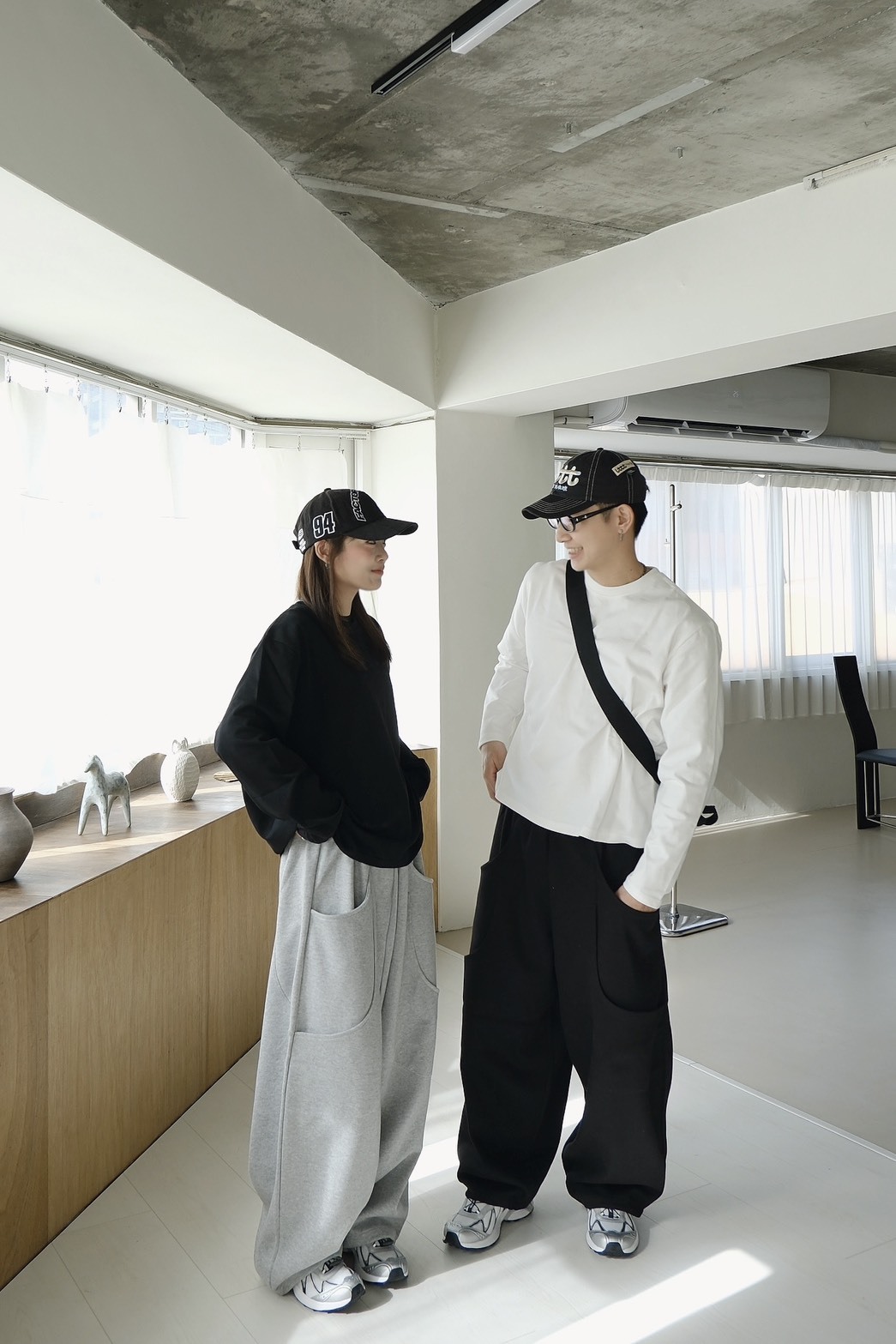 素面短版厚磅長袖