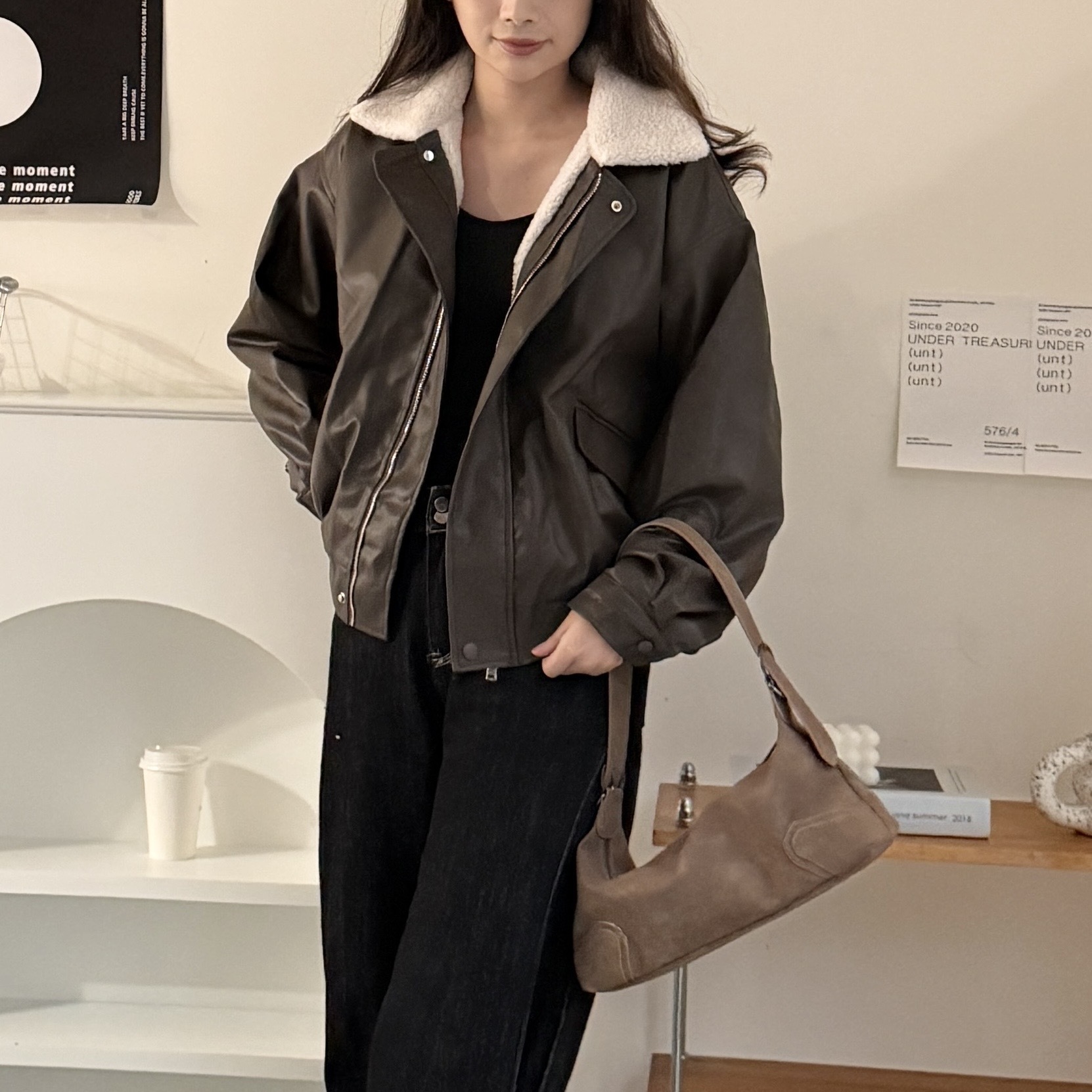 復古羊羔毛皮外套 3906