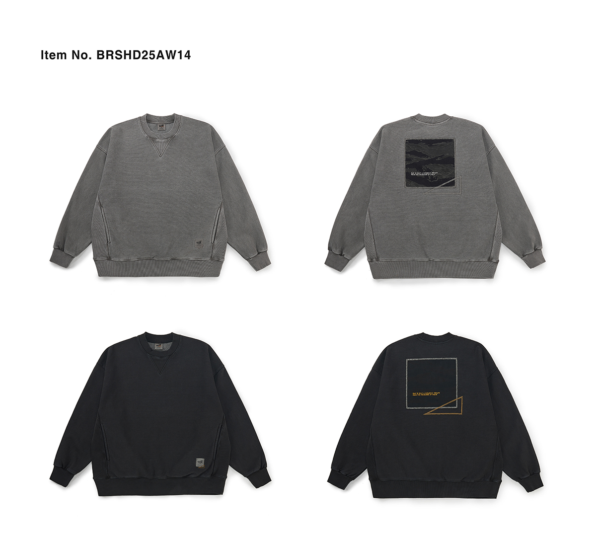 Broshood 日系寬鬆復古蠟染抓絨貼布繡迷彩雙插袋衛衣 25AW14