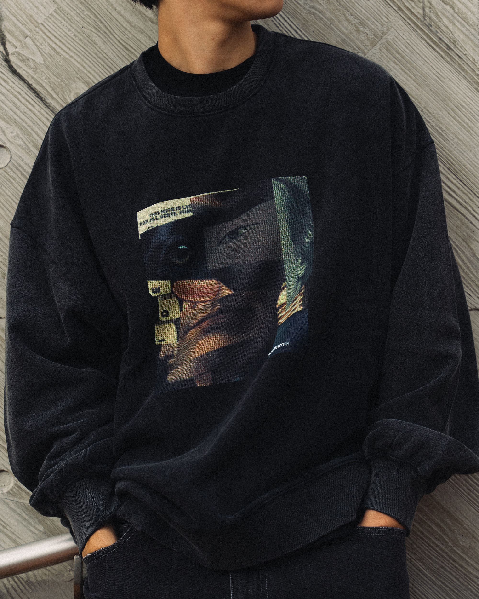 idealism｜ID25047 - Collage Sweatshirt (Black/Purple)