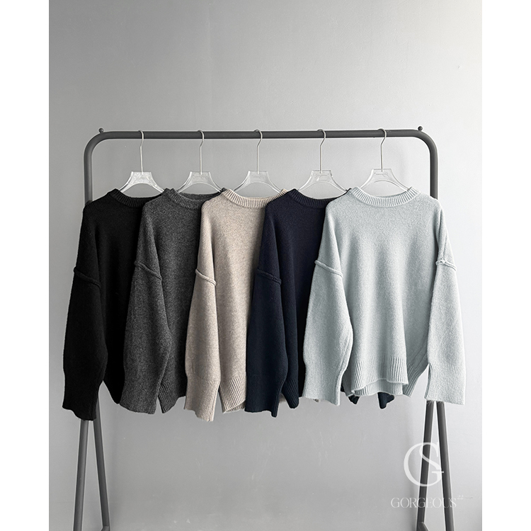 G9789 「壓線15色保暖綿羊毛衣」