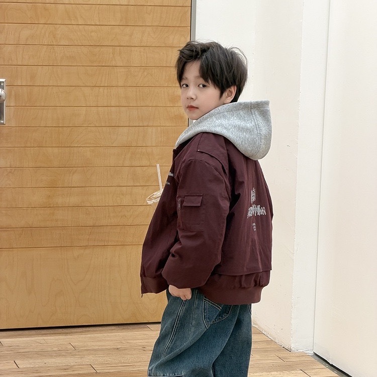 酷帥拼接假兩件夾棉外套 / 2色