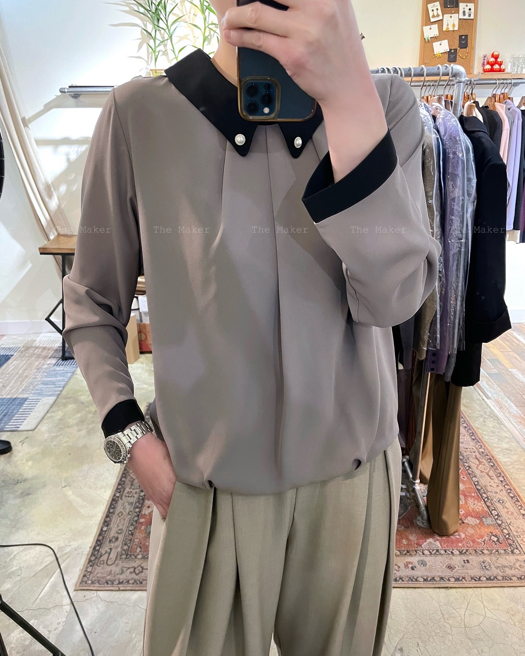 🍂 珠珠領雪紡雙層Top 🍂