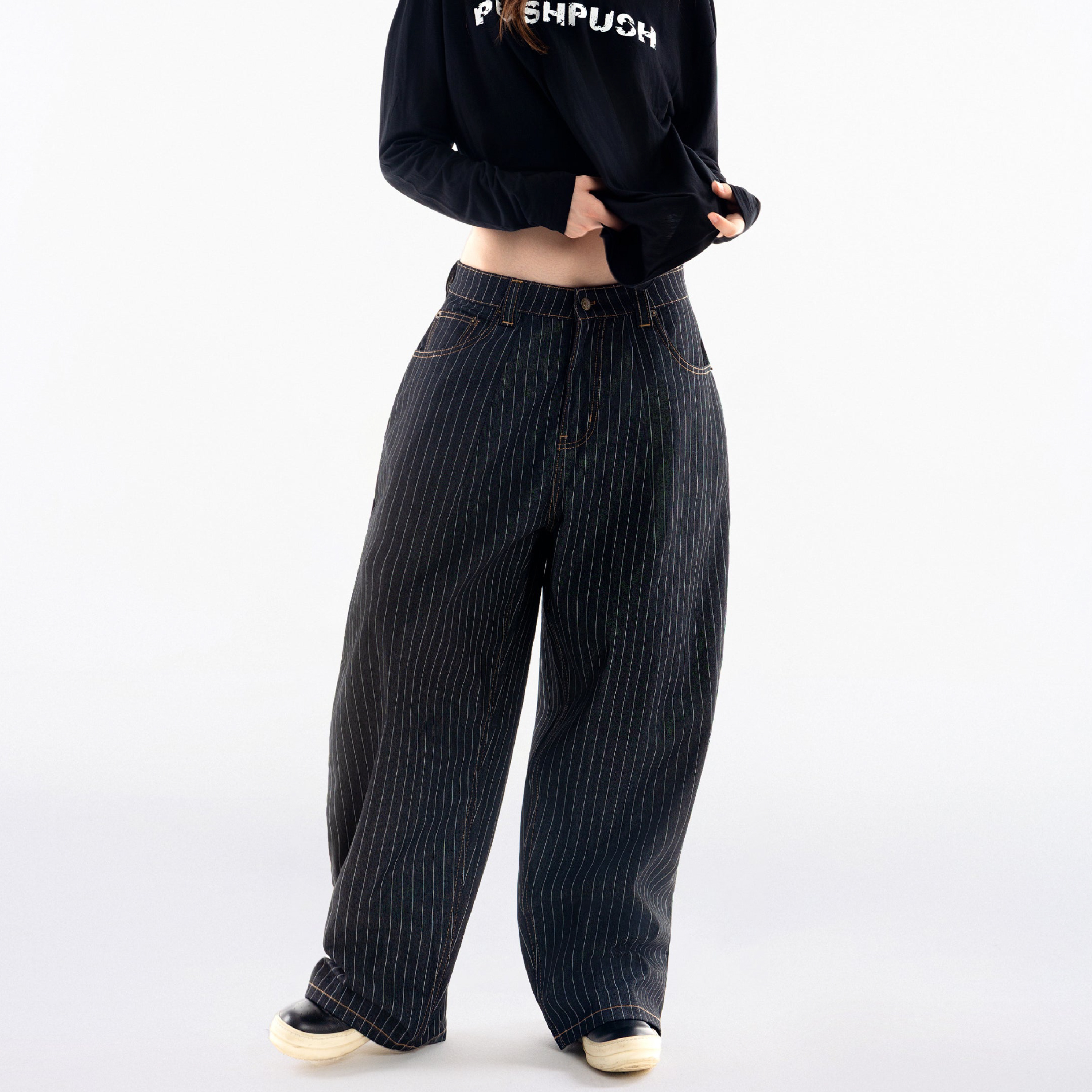 PUSH PUSH Striped Pants - Version 2 水洗牛仔 條紋 直筒長褲