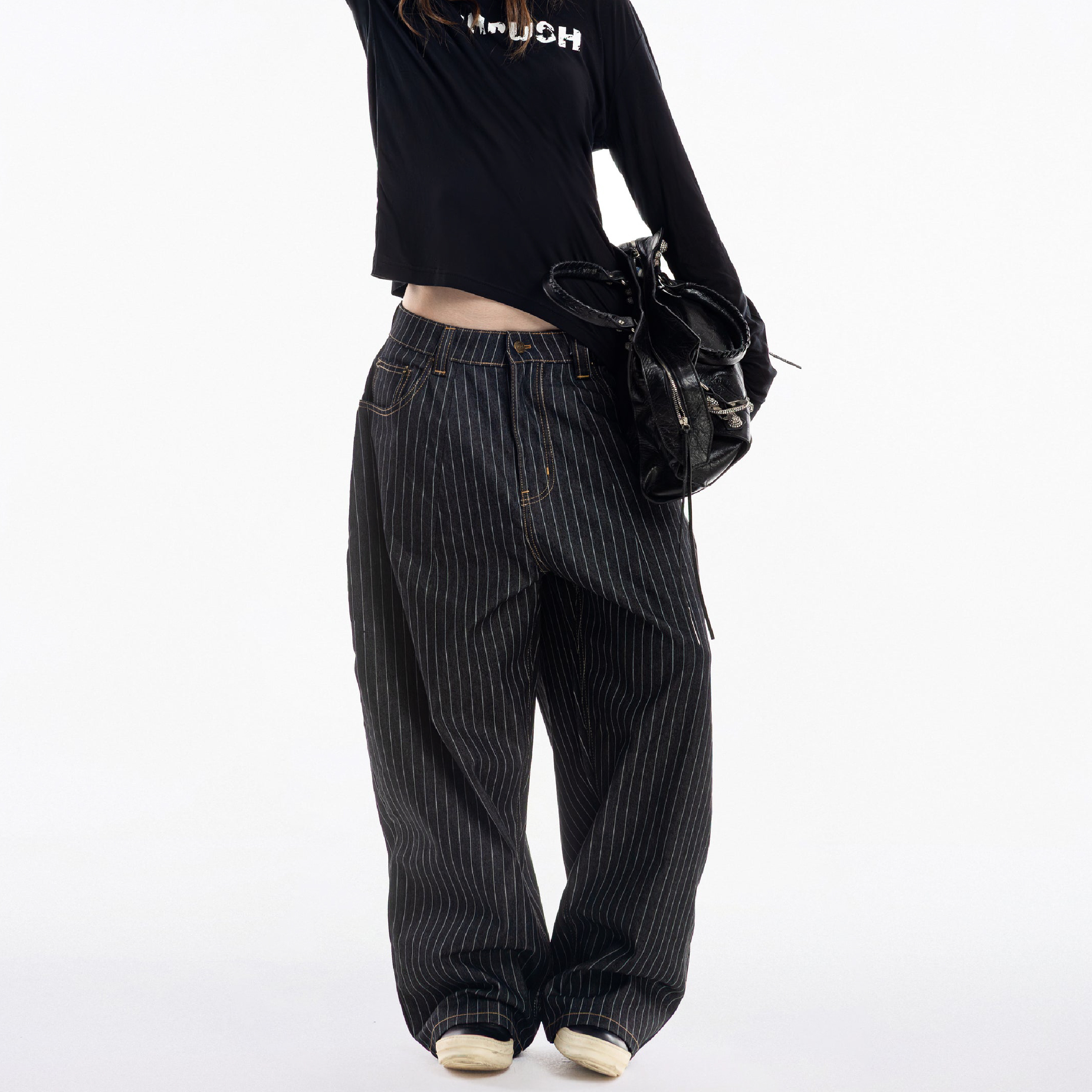 PUSH PUSH Striped Pants - Version 2 水洗牛仔條紋直筒長褲