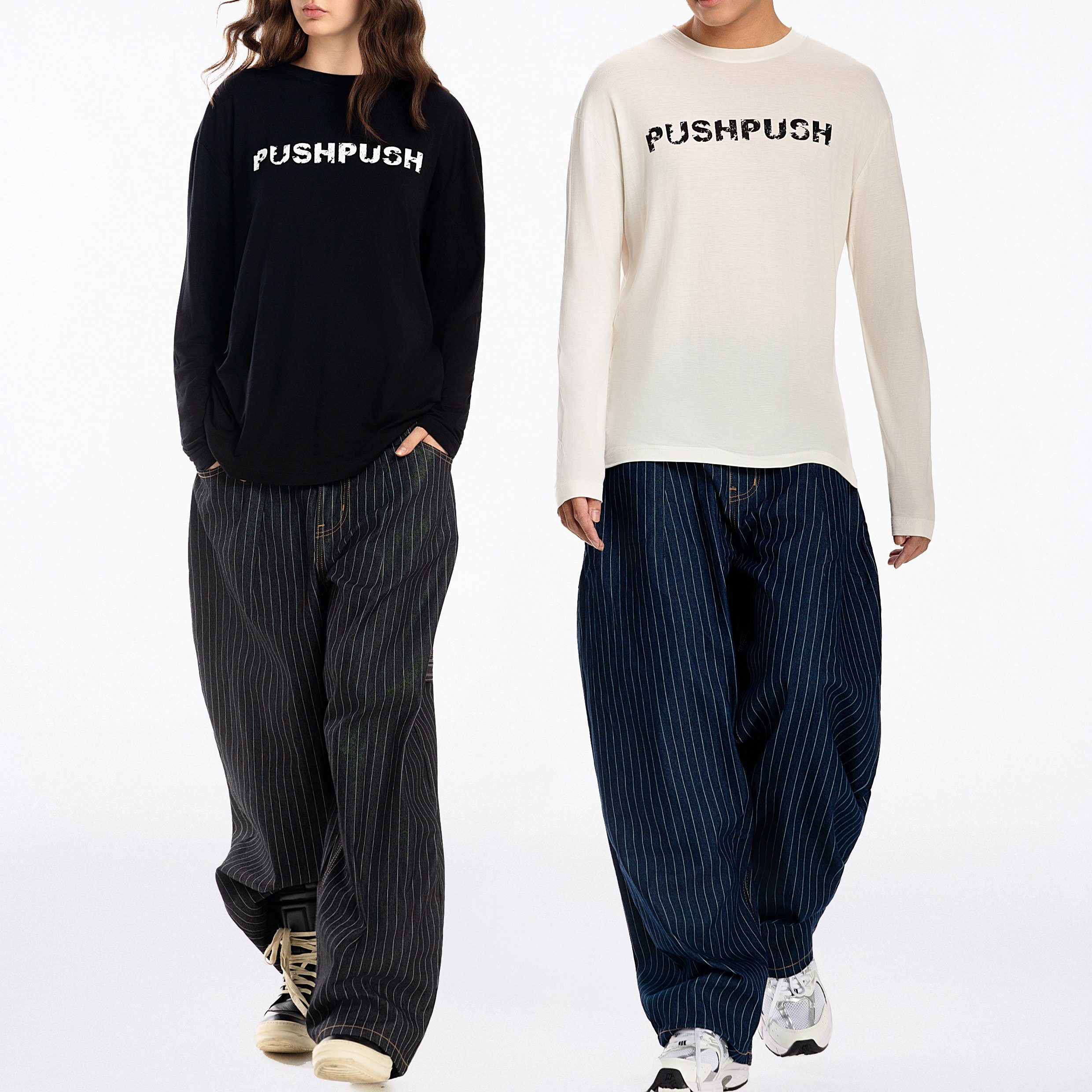 PUSH PUSH Striped Pants - Version 2 水洗牛仔 條紋 直筒長褲