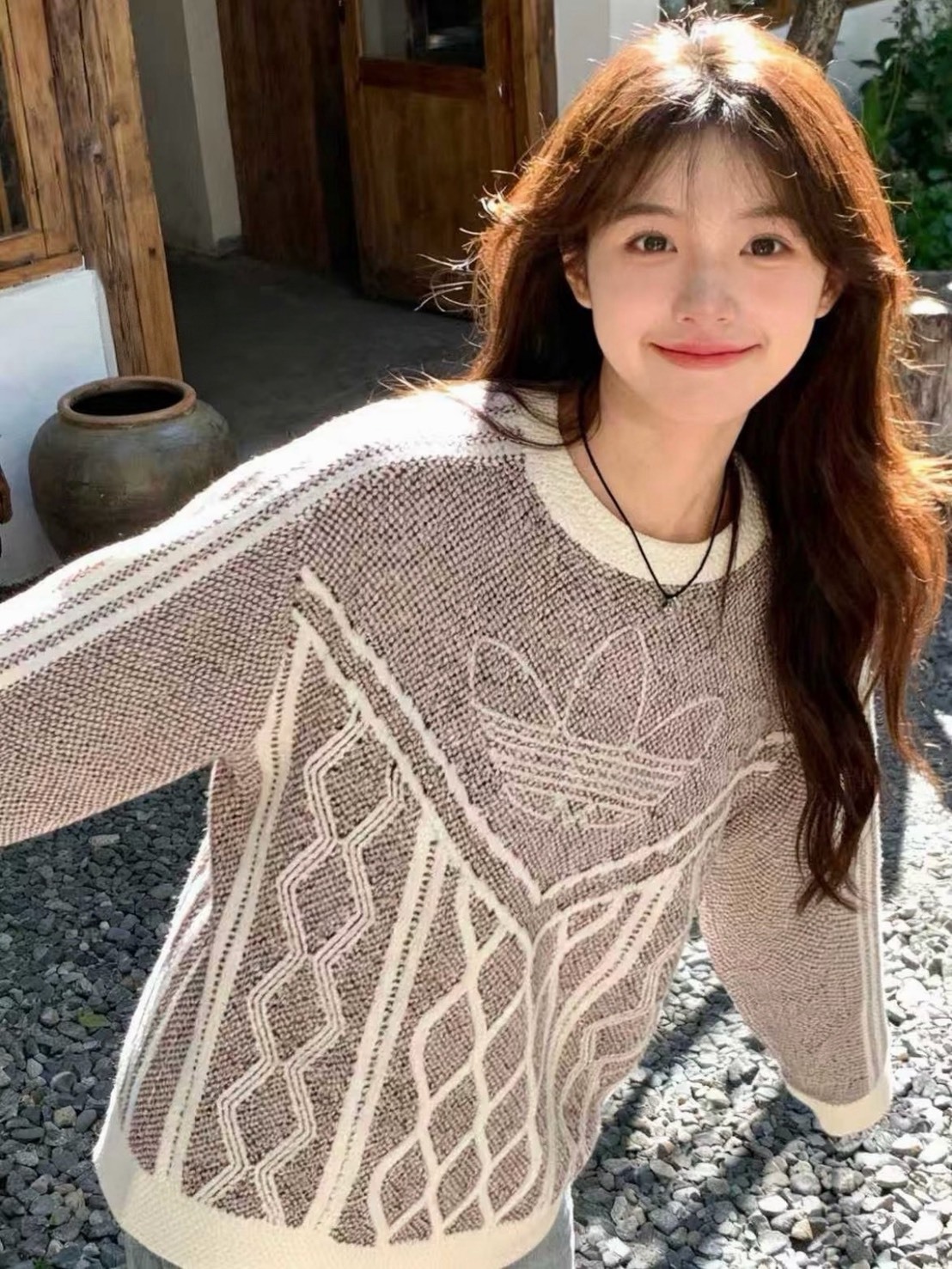 ADIDAS CNY麻花編織毛衣