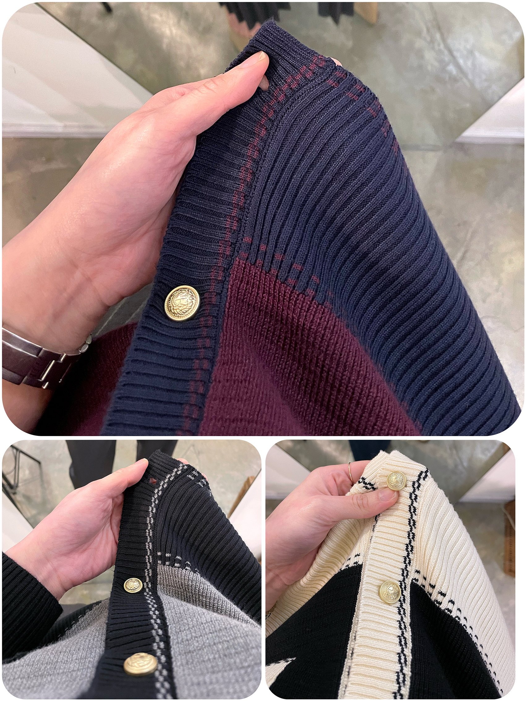 🧶 對比色 Y領Cardigan 🧶
