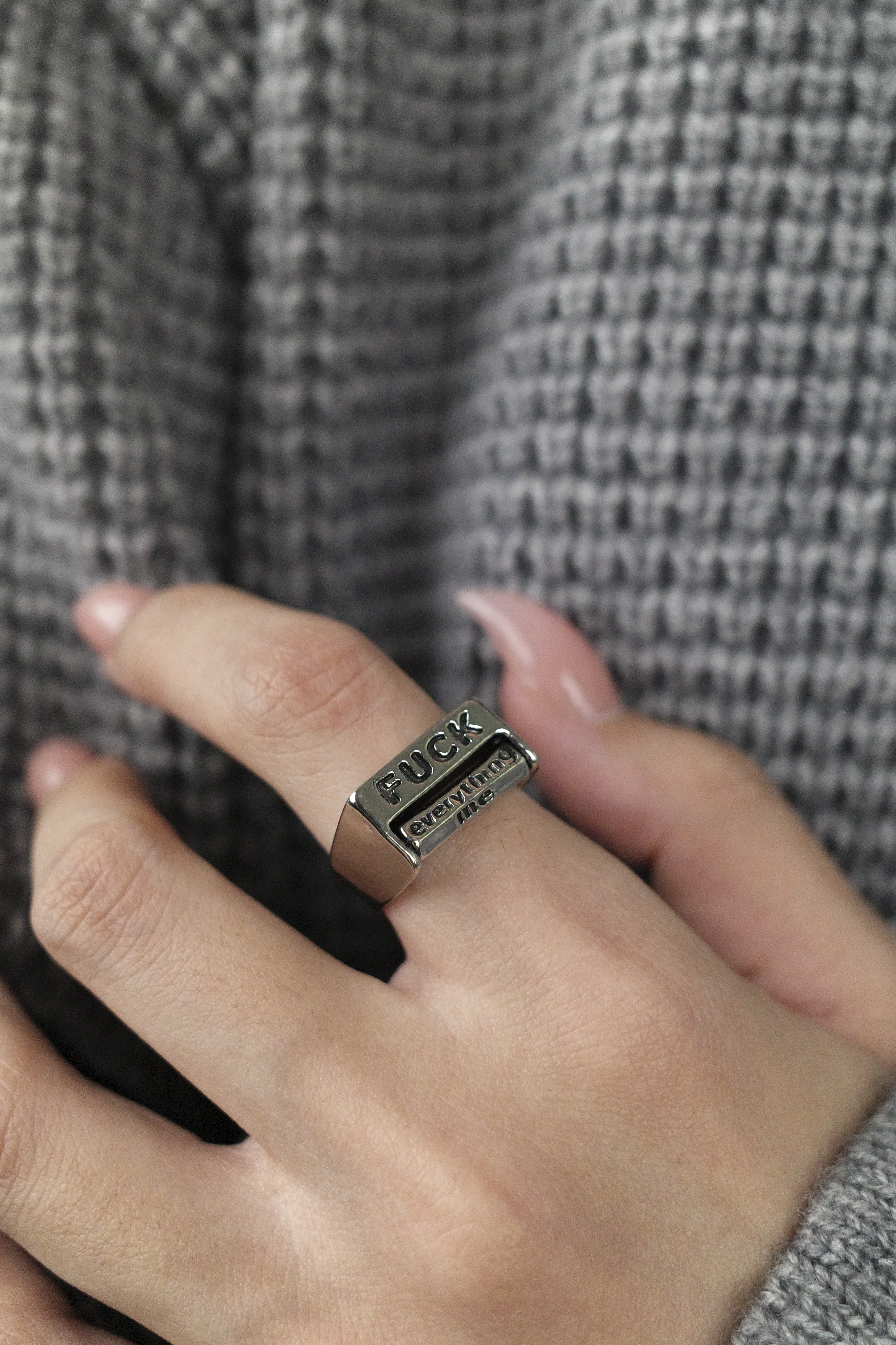 『Always_Good』FUXK " ??? " 字體可轉動  戒指