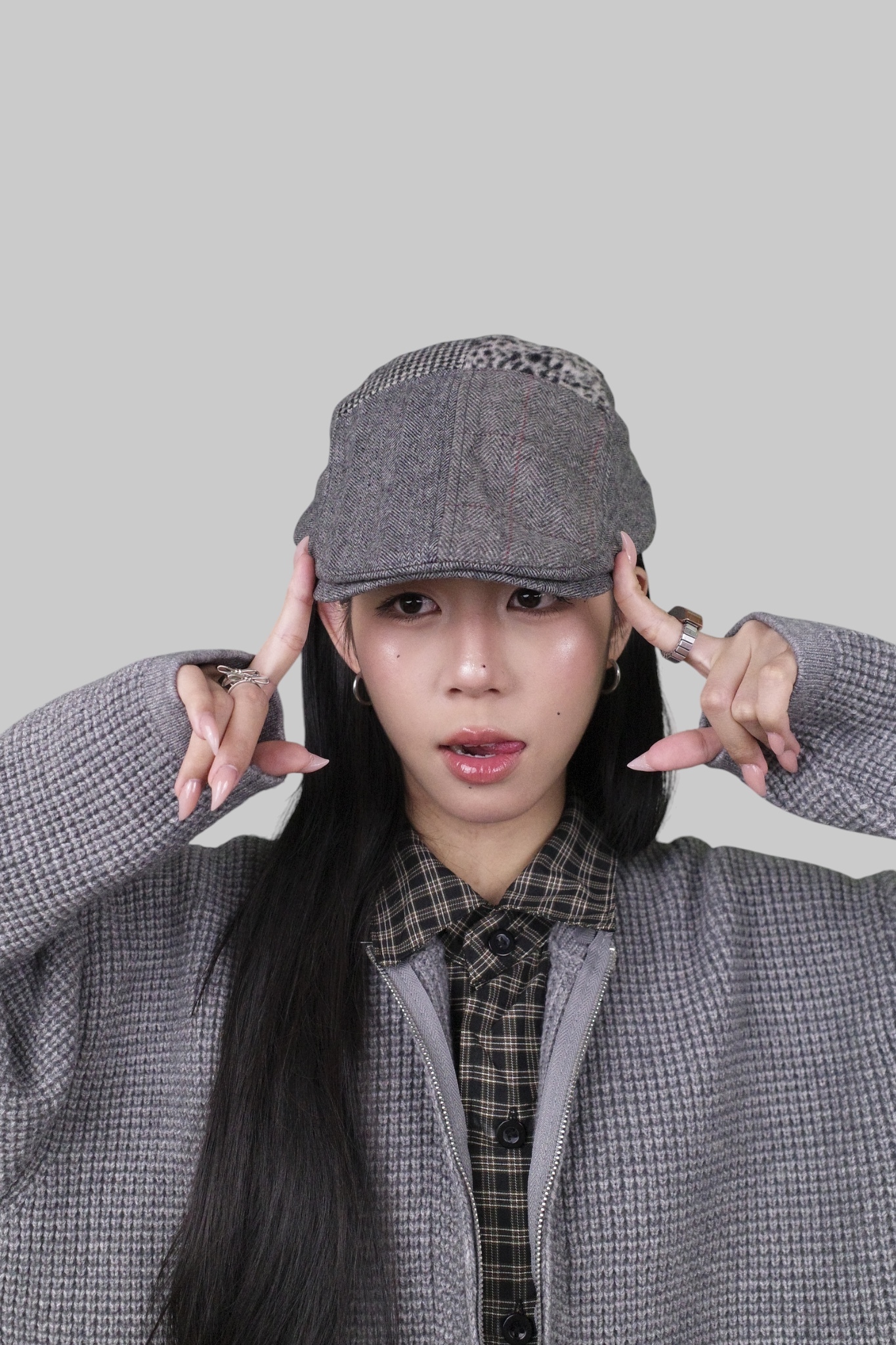 『Always_Good』拼接 豹紋 千鳥格紋 人字紋 小偷帽