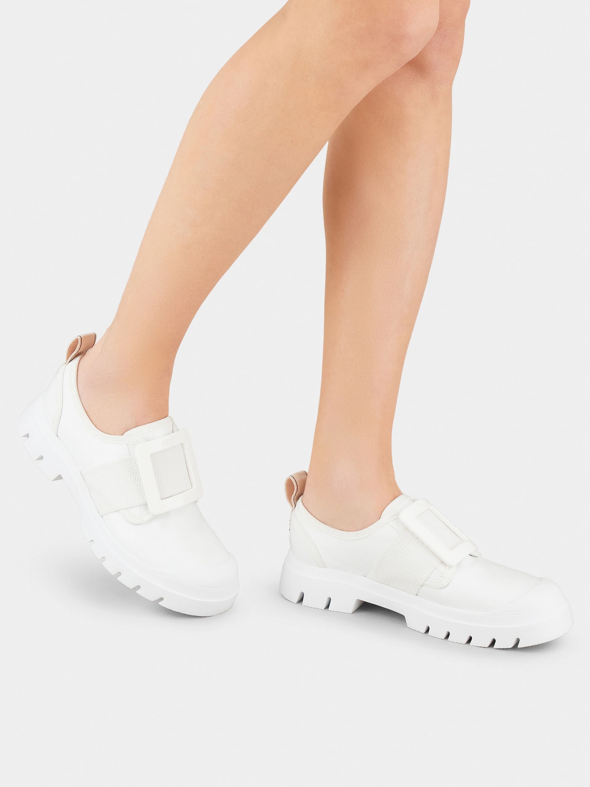 Roger Vivier RV walky viv leathers loafers white