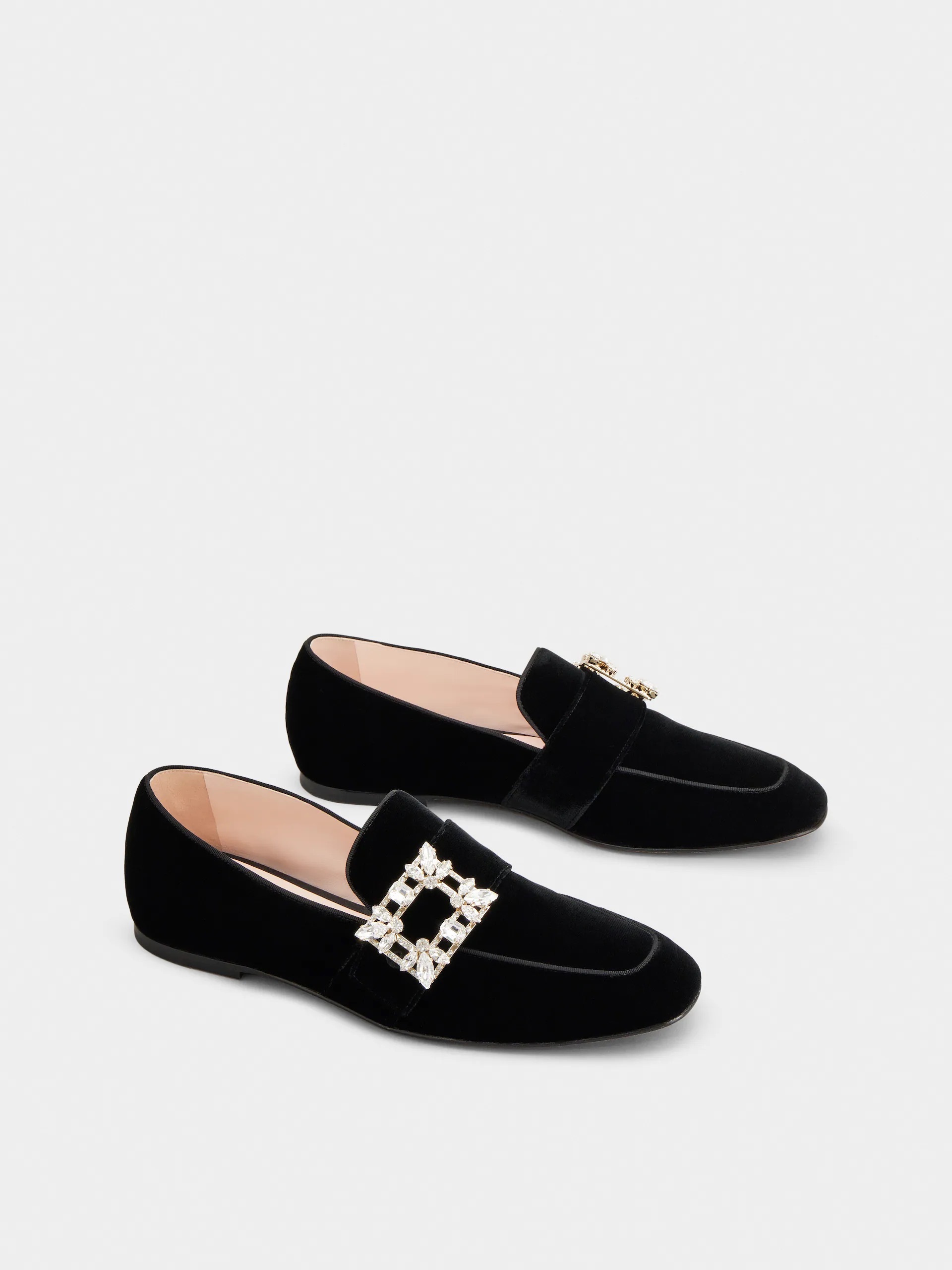 Roger Vivier RV Mini Broche Vivier Buckle Loafers velvet Black