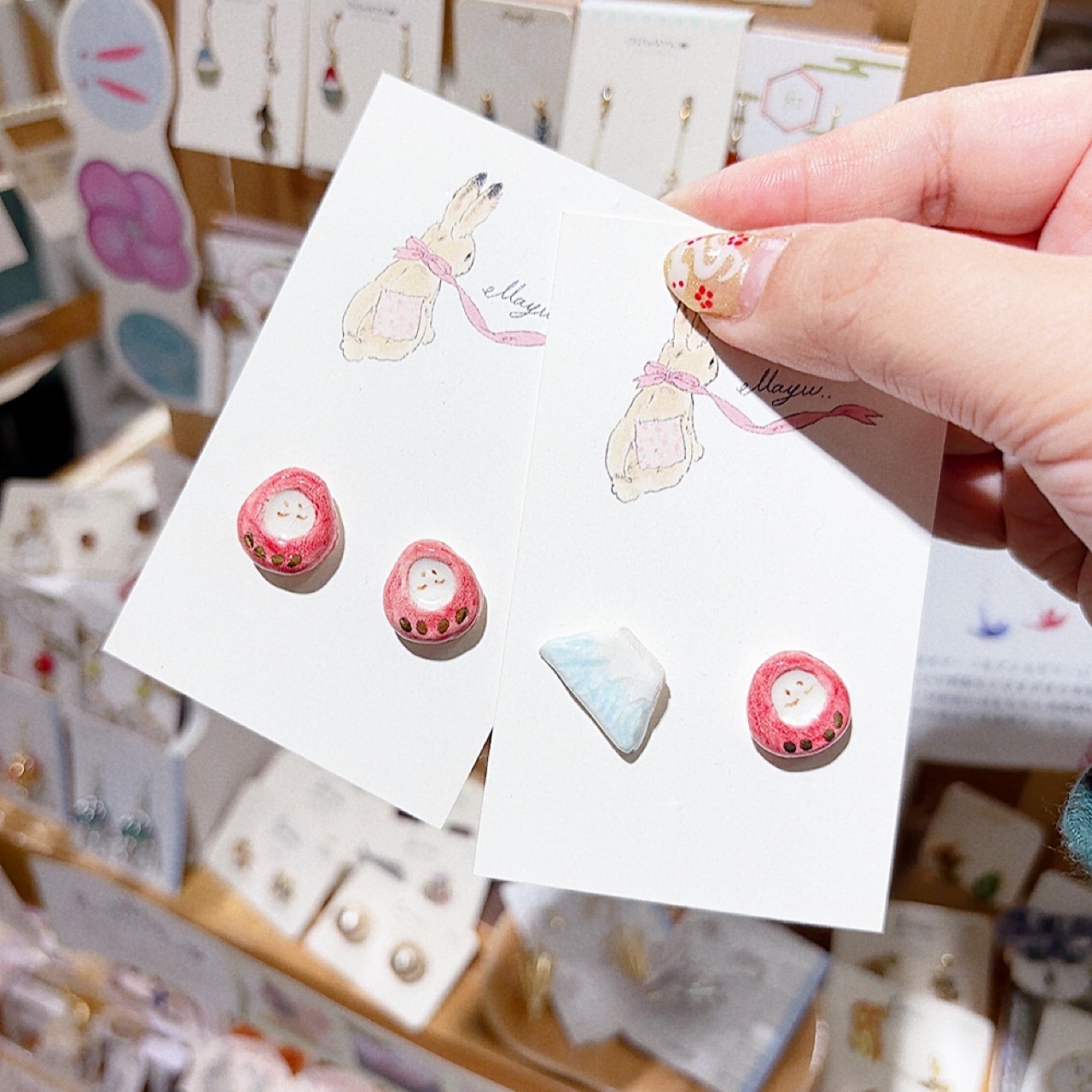 [手作家] 達摩x富士山耳環