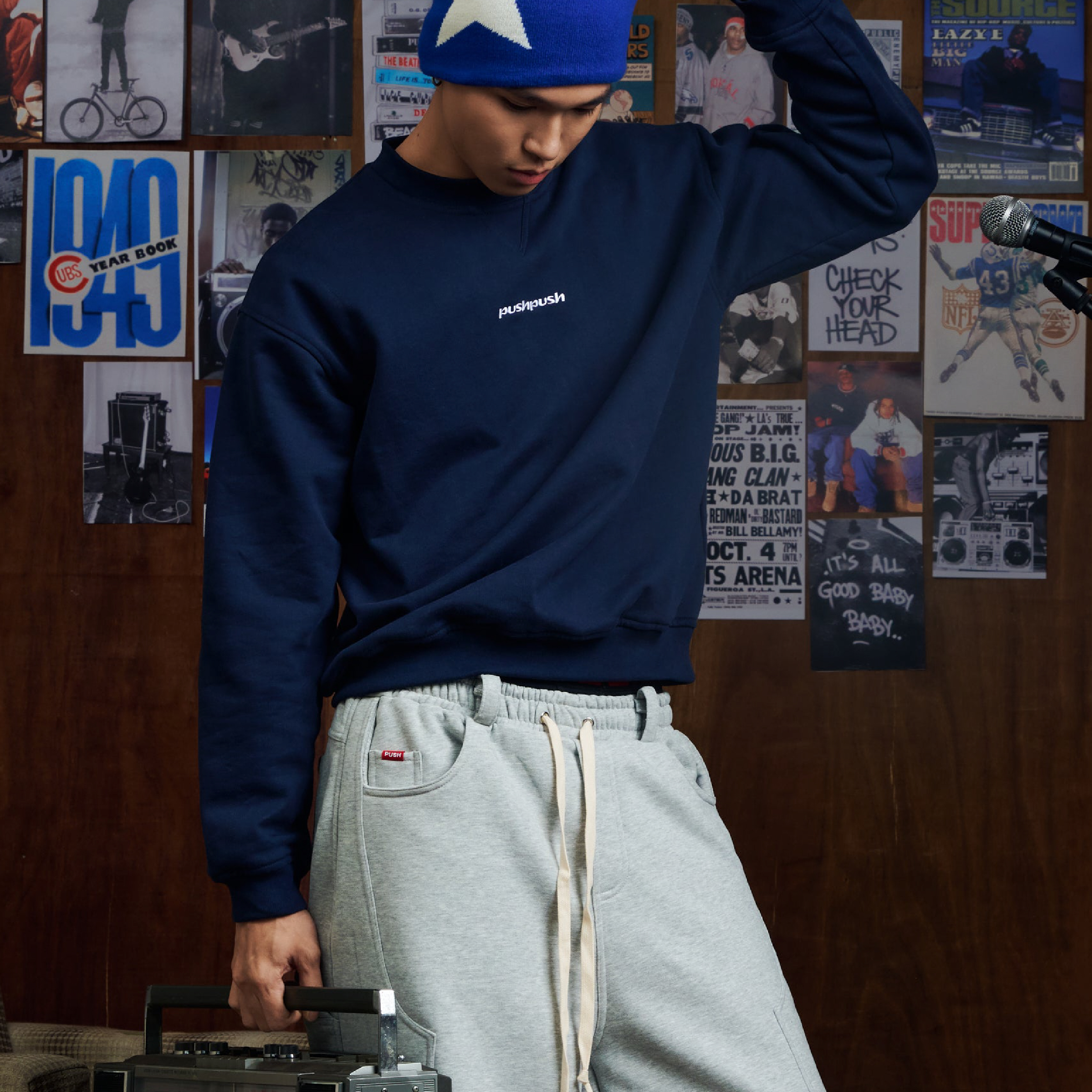 PUSH PUSH PP Core Crewneck Logo刺繡大學Tee