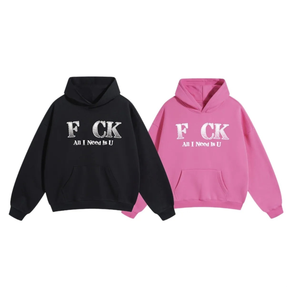 Bootlegway｜"I NEED U" Hoodie (Black/Pink)