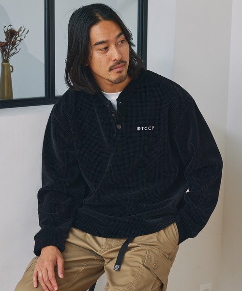 日本 The Craft Crew Products Waffle Henley Logo L/S T-Shirt [CCPls993]