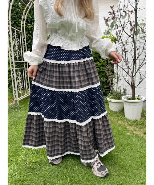 日本預訂 WINTER SALE WO 拼接多層裙