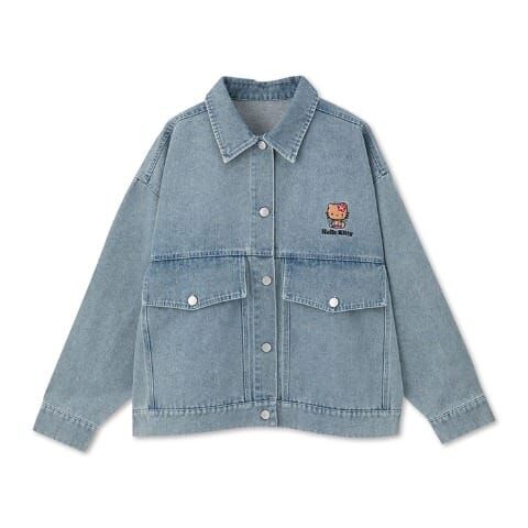26011-KT Sanrio Hello Kitty 日燒立體刺繡 G‑Jacket 牛仔風外套 藍色 #JP-SM25-208NY