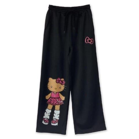 26013-KT Sanrio Hello Kitty 日燒 Loose Socks 造型印花家居褲 黑色 #JP-SM-25-213BK
