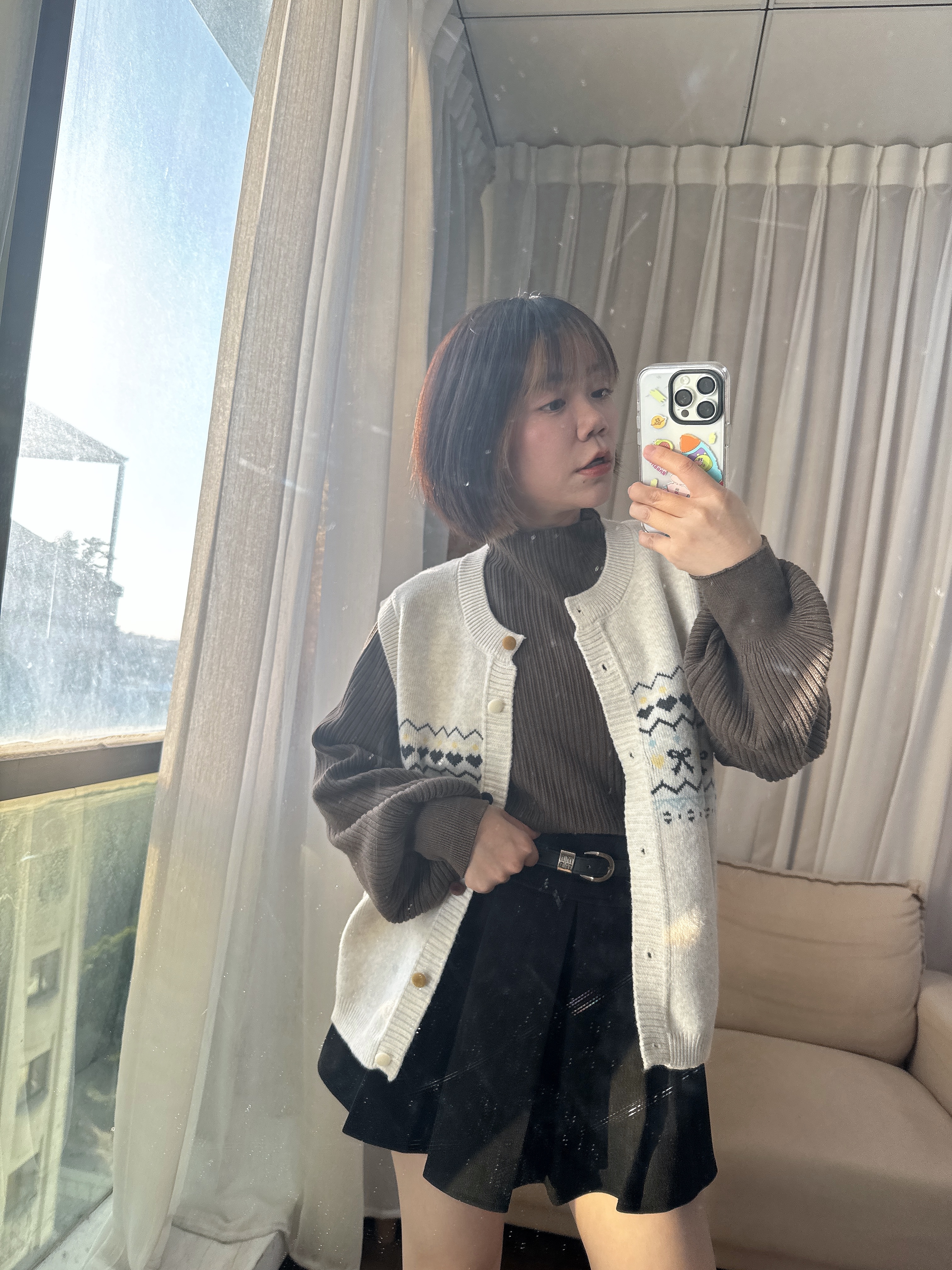 糖果包扣圖騰背心s