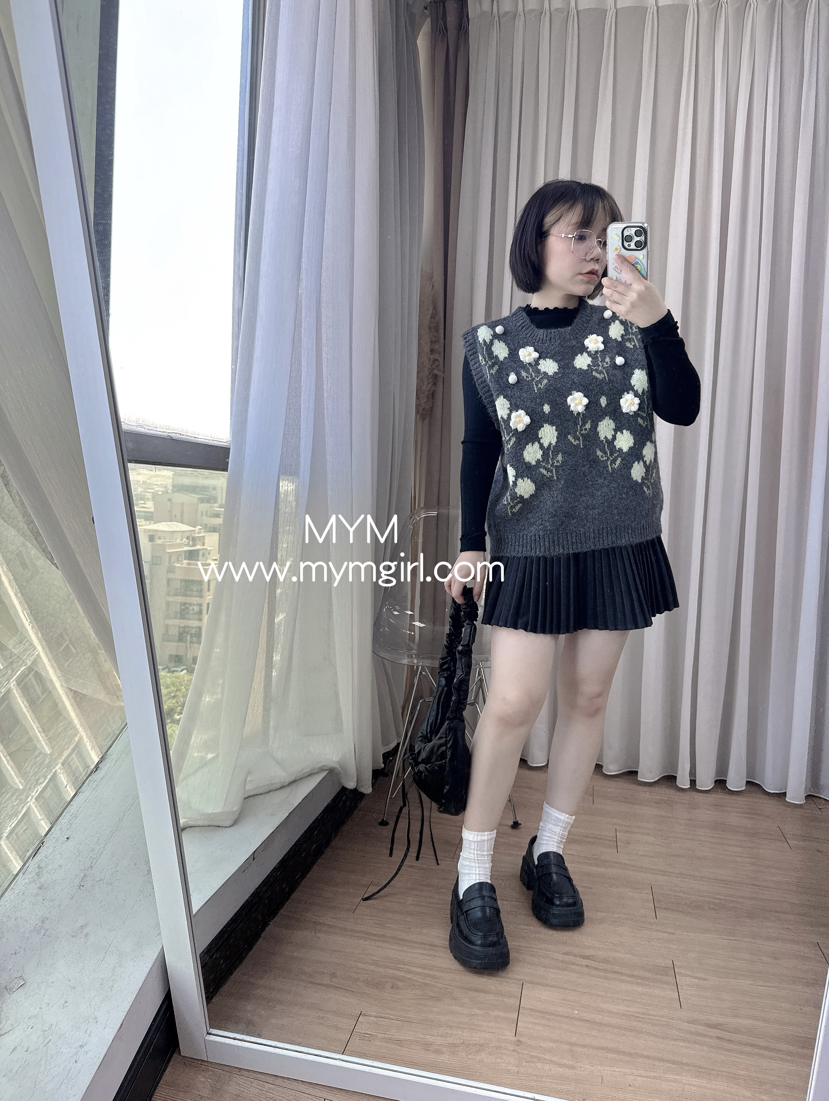 立體繡花針織背心s