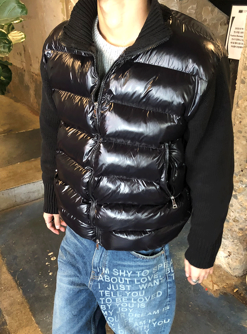 高領針織羽絨外套