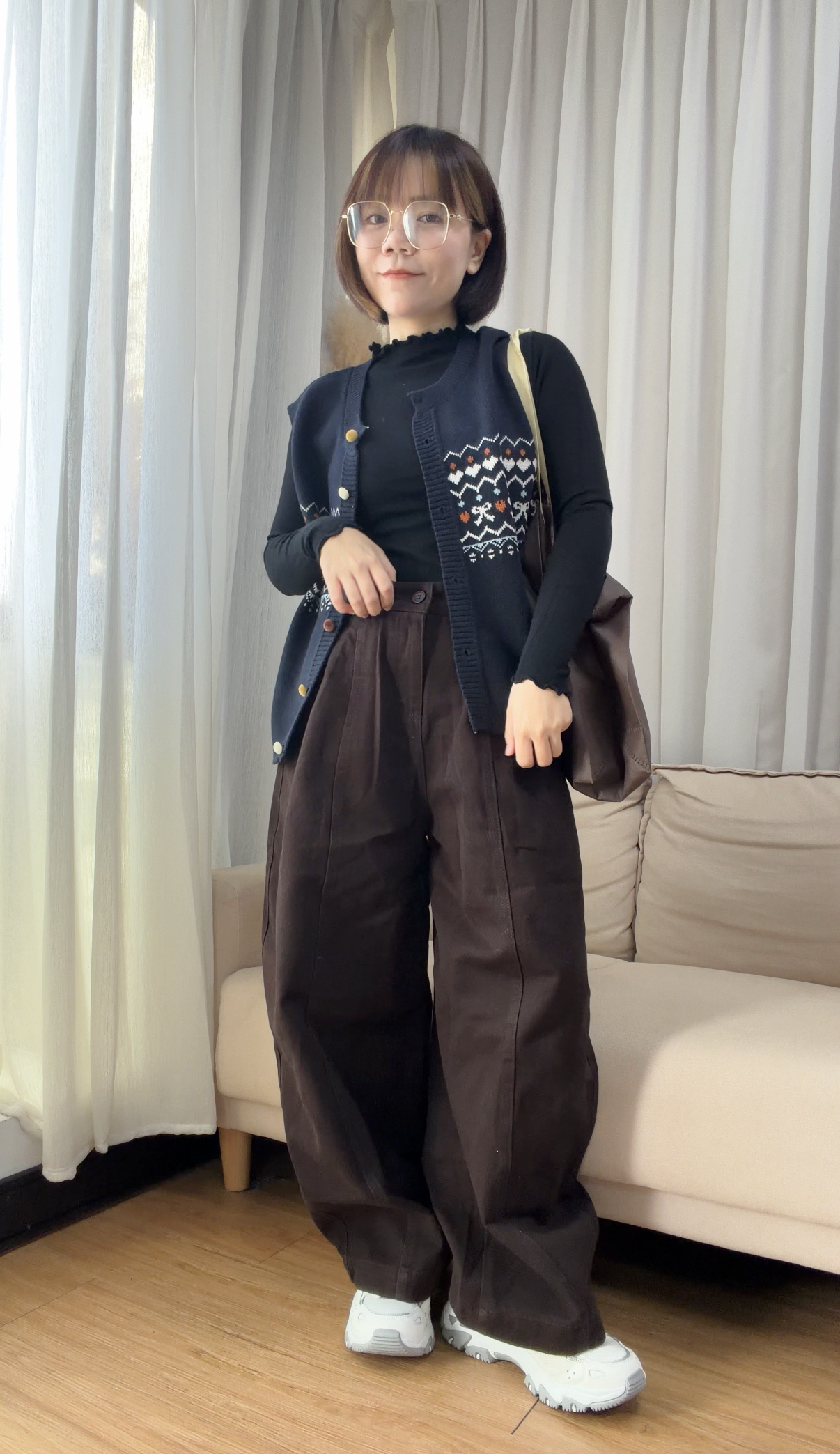 糖果包扣圖騰背心s